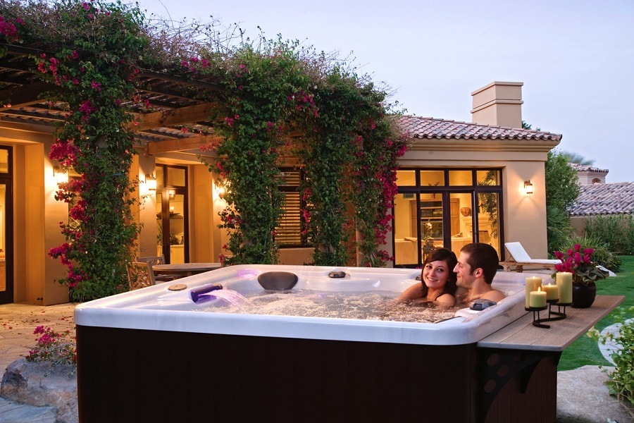 Couple Relaxing in a Hot Tub